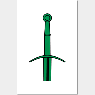 Hand and a Half Sword Garnish / Bastard Sword (Green) Posters and Art